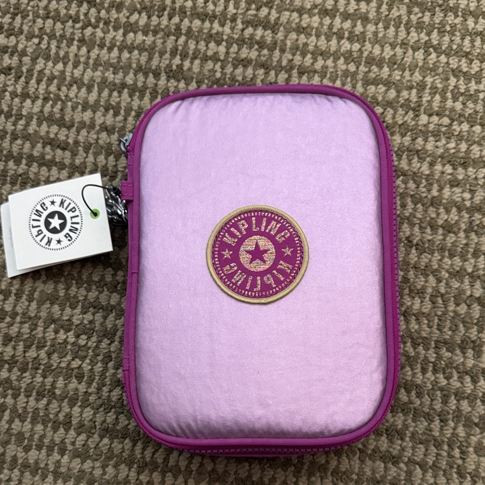 Kipling 100 pen case metalic purple